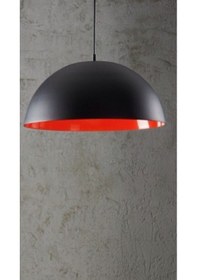 Resim Retro Parlak Siyah Içi Kırmızı Metal Sarkıt Avize 40 Cm 