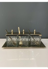 Resim Lamedore Kare 3 Lü Baharatlık Seti Gold 32,5x13x12,5 Cm Gold 