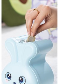 Resim Porsima 041-2 Pvc Anahtarlı Kilitli Gülenyüz Kumbara Mavi 12,5x15,5cm 