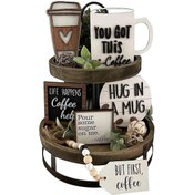 Resim Rustik Yazlık Katmanlı Tepsi Dekoru, İşaretli Çiftlik Evi Dekoratif Tepsileri, Ahşap Katmanlı Tepsi Dekoru - Yongtao 12+ 