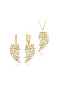 Resim 925 Ayar Gümüş Gold Melek Kanadı Kadın Set 