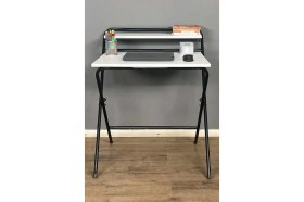 Resim Lich Metal Ayaklı Katlanır Çalışma Masası Beyaz | Raflı Laptop Sehpası | Çizim ve Ders Masası 