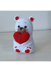 Resim Amigurumi Örgü Oyuncak Sevgili Ayı Kalpli 