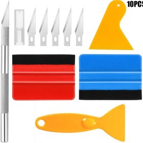 Resim Padalink 10 Parça Feltli Kenar Spatula Araç Paketleme Seti - Cam Filmi Uygulama, Oto Tamir Ve Ev İşleri İçin Kompakt Araç Takımı 