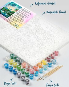 Resim Tabdiko Sayılarla Boyama Seti 40 x 50 cm Tuval Şasesine Gerili Uçan Balonlar 