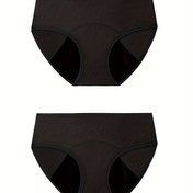 Resim 2 adet Kadın Menstrüel Külot - Nefes Alabilen, Sızdırmaz Tam Kapsama Düşük Bel İç Çamaşırı, Doğum Öncesi ve Sonrası Bakımı İçin, Rahat Düz Siyah Tasarım, Menstrüel İç Çamaşırı, Hamilelik İç Çamaşırı, Minimalist İç Çamaşırı, Yumuşak Kumaş İç Çamaşırı 