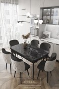 Resim DEREN HOME Novella Serisi, 80x132 Mutfak Ve Salon Yemek Masası Takımı Dış Gri Iç Oturum Siyah 