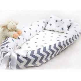 Resim Yatak Ve Ortopedik Yastik Gri Yildiz Ve Zikzak 