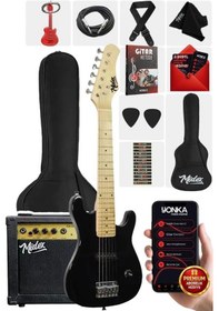 Resim Midex Ceg-30bk 4-6 Yaş Çocuklar İçin Amfili Full 1/4 30 İnç Elektro Gitar Seti Full Black 