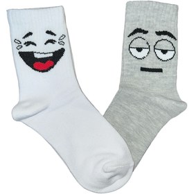 Resim HAPPYBODY SOCKS Organik Çocuk Tenis 2'li Soket Emoji Desenli Soft Yıkamlı Kumaş 