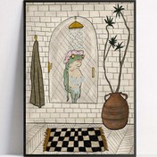 Resim 1 Adet Tuval Poster, Banyo Tuval Poster, Retro Sanat, Banyo Yaparken Kurbağa Poster Duvar Sanatı Oturma Odası İçin, Yatak Odası İçin Duvar Dekoru, Ev Odası Dekoru, Çerçevesiz 