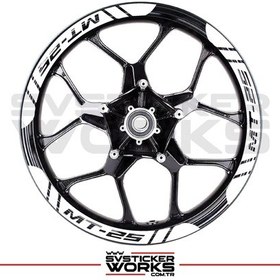 Resim Yamaha Mt25 Jant Şeridi Geniş Sticker Dıştan İçe Kaliteli Yüksek Yapışkanlı Sticker Beyaz 
