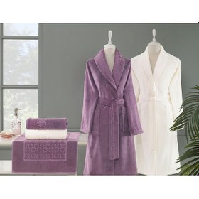 Resim Özdilek Blossom Mürdüm-Krem Happy Bornoz Seti 0829 Krem 