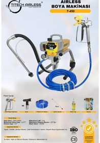 Resim Titech Airless T-450 1200W Elektrikli Airless Boya Makinası (Kartsız) Sarı 