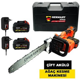 Resim Germany Style 99973VFX Çift Akülü Dal Ağaç Bıçkı Kesme Motoru Testere Makinesi Bakır Sargı 