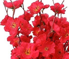 Resim Yapay Çiçek Bahardalı Japon Kiraz Çiçeği 7 Dallı 57cm Kırmızı 