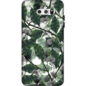 Resim Zipax Lg V30 Kılıf Yeşil Yapraklar Baskılı Desenli Silikon Kılıf A++-8237 