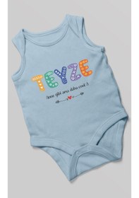 Resim Morivokids Teyze Anne Gibi Ama Daha Cool Sıfır Kollu Bebek Zıbını %100 Pamuk Bebe Mavisi 