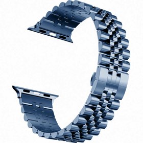 Resim Apple Watch 38mm Uyumlu Kordon Paslanmaz Çelik Rolex Metal KRD-36 Kayış Lacivert 