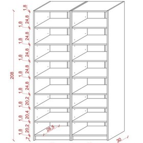 Resim Asra Trend %100 MDFLAM Koyu Gri Kitaplık K-16 