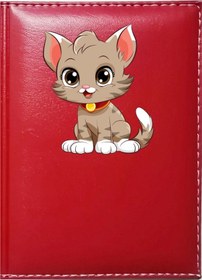 Resim Promosyon Denizi Sevimli Kedi 4 Görselli Kırmızı Ruhsat Kabı 