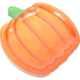 Resim 20 Adet Kağıt Tabak Cadılar Bayramı Tek Kullanımlık Tabaklar Şükran Günü Sonbahar İstiflenebilir 