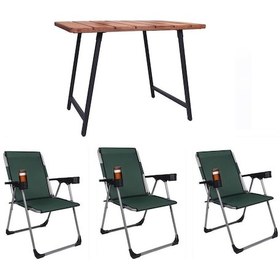 Resim Alin Metal 3''lü Lüks Bardaklı Kamp Sandalyesi Ve Masa Set Yeşil Yeşil 