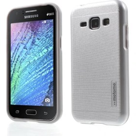 Resim FitCase Samsung Galaxy J1 Ace Kılıf Motomo Sert Arka Kapak Gri 