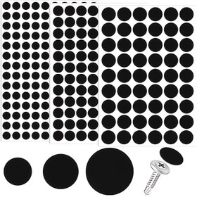 Resim Kendinden yapışkanlı vida kapağı çıkartmaları, vida kapağı çıkartmaları, PVC solmaz vida delik kapağı kapakları, 12mm 15mm 21mm toz geçirmez çıkartmalar, çeşitli mobilya dolapları için uygun 