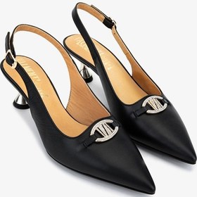 Resim Valmenti Kadın Hakiki Deri Siyah Slingback Ayakkabı 611 H51005 Bn Ayk Sk25-26 Black Leather Siyah 