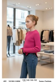 Resim Minimoda Kids Fitilli örgülü kız triko kazak 