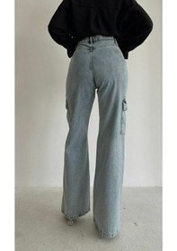Resim Kadın Açık Kar Liralı Kargo Cep Palazzo Wide Leg Açık Kar 1 