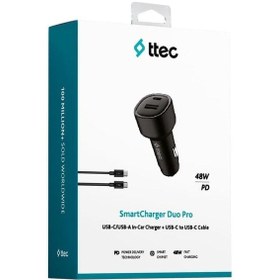 Resim Ttec Smartcharger Duo Pd 48w Araç Hızlı Şarj Aleti Usb-c+usb-a + Usb-c- Usb-c 3a Kablo Siyah 2ckp02cs 