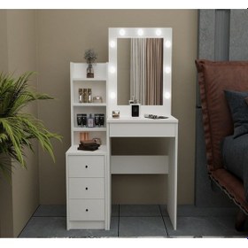 Resim Avesta Mobilya Makyaj Masası Lambalı Makyaj Masası Kulis Aynası Tuvalet Masası Beyaz 