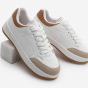 Resim Marjin Kadın Sneaker Kalın Taban Süet Detay Spor Ayakkabı Hinos Bej 
