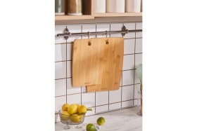 Resim Iki Adet Bambu Kesme Tahtası, 28/33 Cm, Kahverengi, Şık ve Dayanıklı Tasarım 