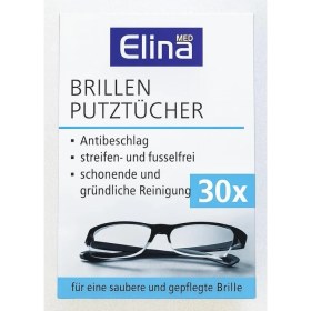 Resim Elina Med Brillenputztücher Gözlük Temizleme Mendili, 30'lu Tek Kullanımlık Islak Mendil - Buğu Önleyici, Iz-Tüy Bırakmaz, Antistatik & Hijyenik Temizlik 
