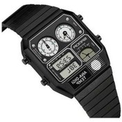 Resim Fastbuy Sanda Erkek Kronometre Paslanmaz Celik, 50m Suya Dayanıklı, Siyah Beyaz Kare, Altın Kordon Performans Saati Altın 