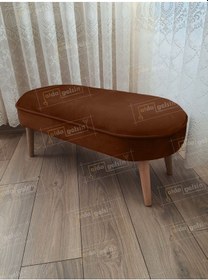 Resim Ultra Lüks Oval Parrot Puf Ahşap Ayak Karışık 