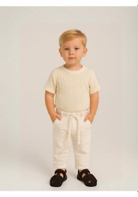 Resim Nanica Kids Erkek Çocuk Dokuma Beli Lastikli Pantolon-16003 Beyaz 