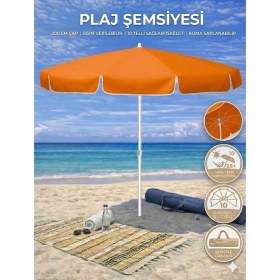 Resim Form Outdoor Plaj Şemsiyesi 200 cm Çapında 360 Derece Dönebilir, Taşıma Çantası ile 
