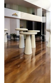 Resim Simillo Home&Living Wood Wooden Ahşap Krem Renk 3 lü Set Mantar Yan Sehpa Fiskos Çiçeklik Decorative 