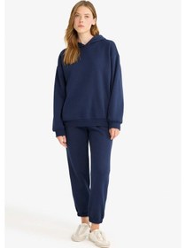 Resim Defacto Basic Düz Cepli Beli Bağcıklı Kalın Jogger Eşofman Altı F9622ax25aunv251 Lacivert 