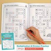 Resim Çocuklar için Matematik Çalışma Kitabı - 4 Temel Beceri Bulmacaları Toplama Çıkarma Çarpma Bölme Cevap Anahtarları ile, CCSS Alınmış Eleştirel Düşünme Oyunları için PreK-K Ev Okulu Sınıfı gereklidir 