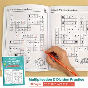 Resim Çocuklar için Matematik Çalışma Kitabı - 4 Temel Beceri Bulmacaları Toplama Çıkarma Çarpma Bölme Cevap Anahtarları ile, CCSS Alınmış Eleştirel Düşünme Oyunları için PreK-K Ev Okulu Sınıfı gereklidir 