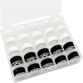 Resim Ev Tipi Aile Dikiş Makinası Siyah Beyaz Iplikli 25 Bölmeli Masura 