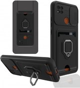 Resim AQUA AKSESUAR Xiaomi Redmi 9c Kılıf Ipli Ve Lens Korumalı Renkli Yüzüklü Askılı Telefon Kılıfı - Siyah 