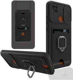 Resim AQUA AKSESUAR Xiaomi Redmi 9c Kılıf Ipli Ve Lens Korumalı Renkli Yüzüklü Askılı Telefon Kılıfı - Siyah 