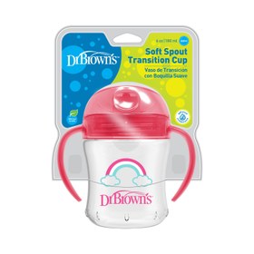 Resim 180 ml Silikon ağızlı Alıştırma Bardağı Pembe Gökkuşağı desenli 6ay+ 