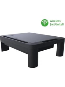 Resim Hype Store Lome Premium Monitör Yükseltici, Yükseklik Ayarlanabilir, Çekmeceli, Wifi Şarj Üniteli 